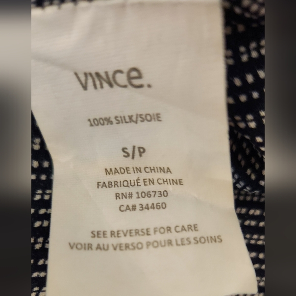 Vince Blue and White Blouse Silk Long Sleeve Blouse - Picture 5 of 5